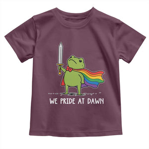 We Pride At Dawn Toddler T Shirt Funny LGBT Frog Rainbow Pride Month TS11 Maroon Print Your Wear