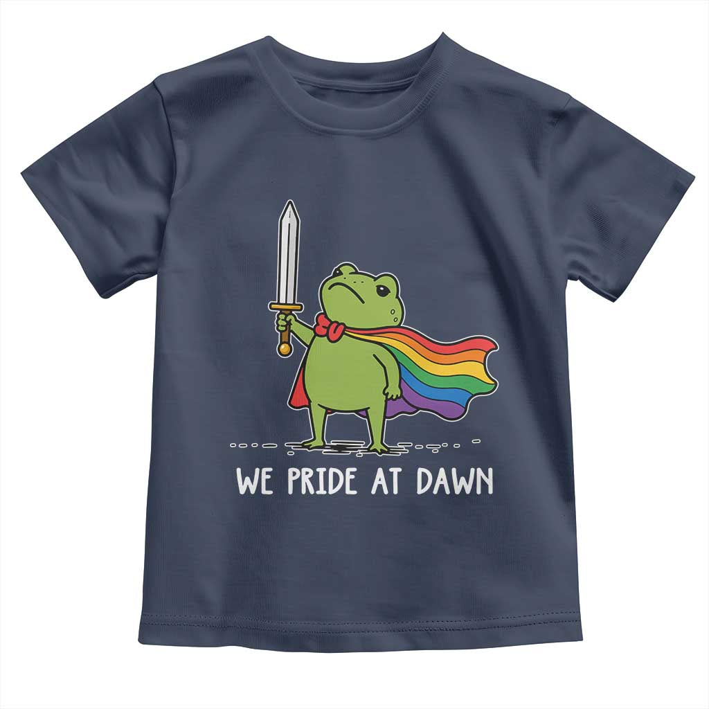 We Pride At Dawn Toddler T Shirt Funny LGBT Frog Rainbow Pride Month TS11 Navy Print Your Wear