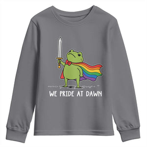 We Pride At Dawn Youth Sweatshirt Funny LGBT Frog Rainbow Pride Month TS11 Charcoal Print Your Wear
