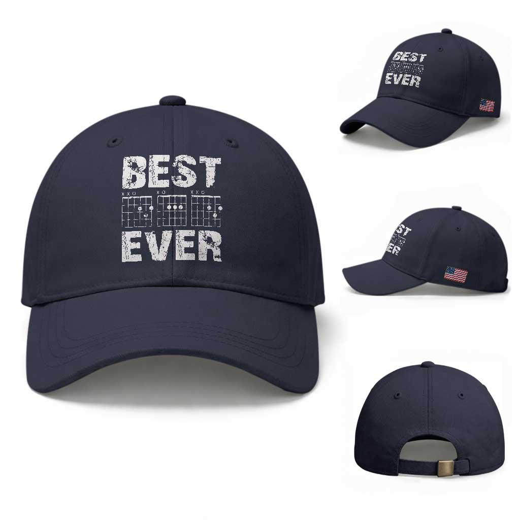 Guitar Father Baseball Cap Funny Best Dad Ever D A D Chord Gifts Guitarist Papa TS11 Baseball Cap Universal Fit Navy Print Your Wear