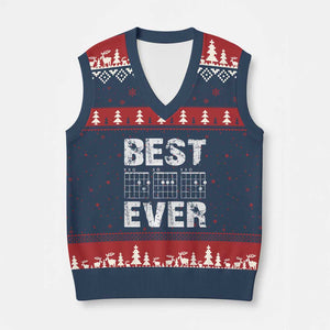 Guitar Father V-Neck Knit Sweater Vest Funny Best Dad Ever D A D Chord Gifts Guitarist Papa TS11 Navy Red Print Your Wear