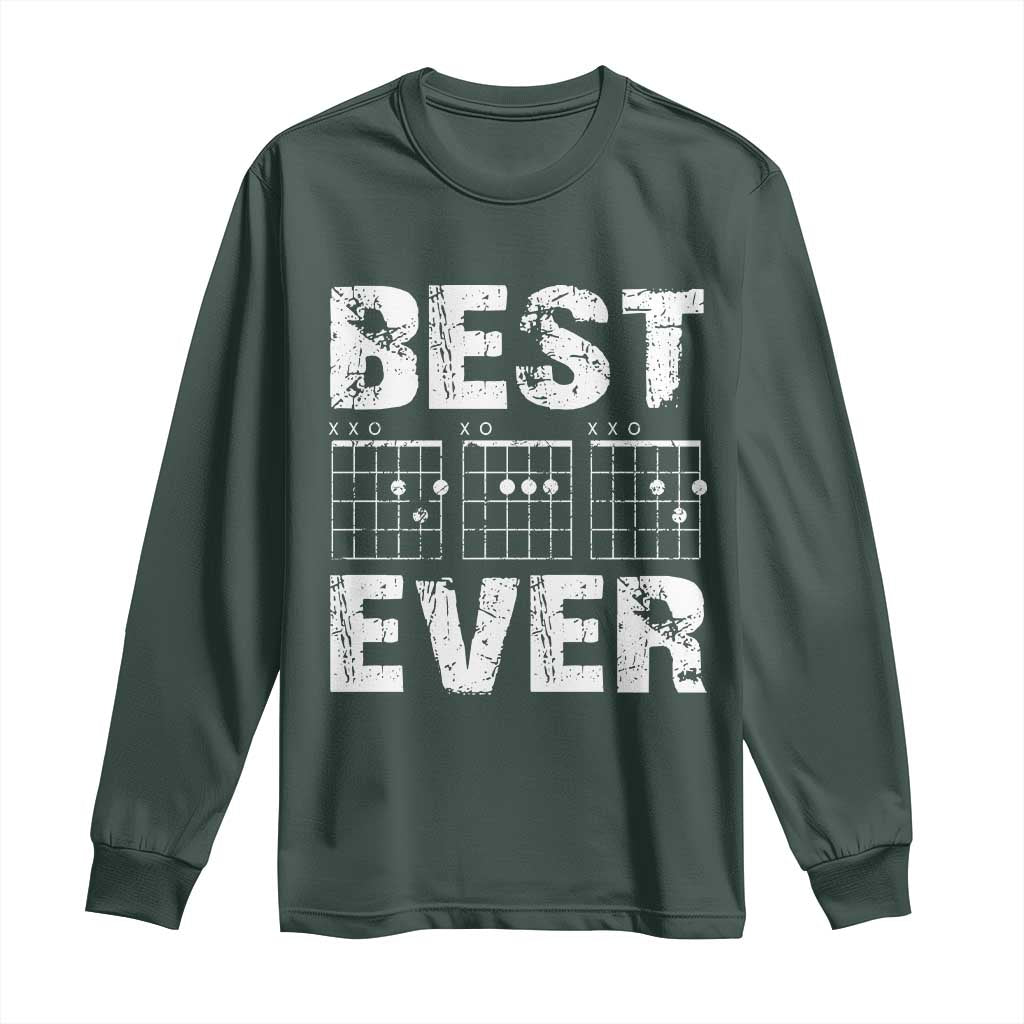 Guitar Father Long Sleeve Shirt Funny Best Dad Ever D A D Chord Gifts Guitarist Papa TS11 Dark Forest Green Print Your Wear