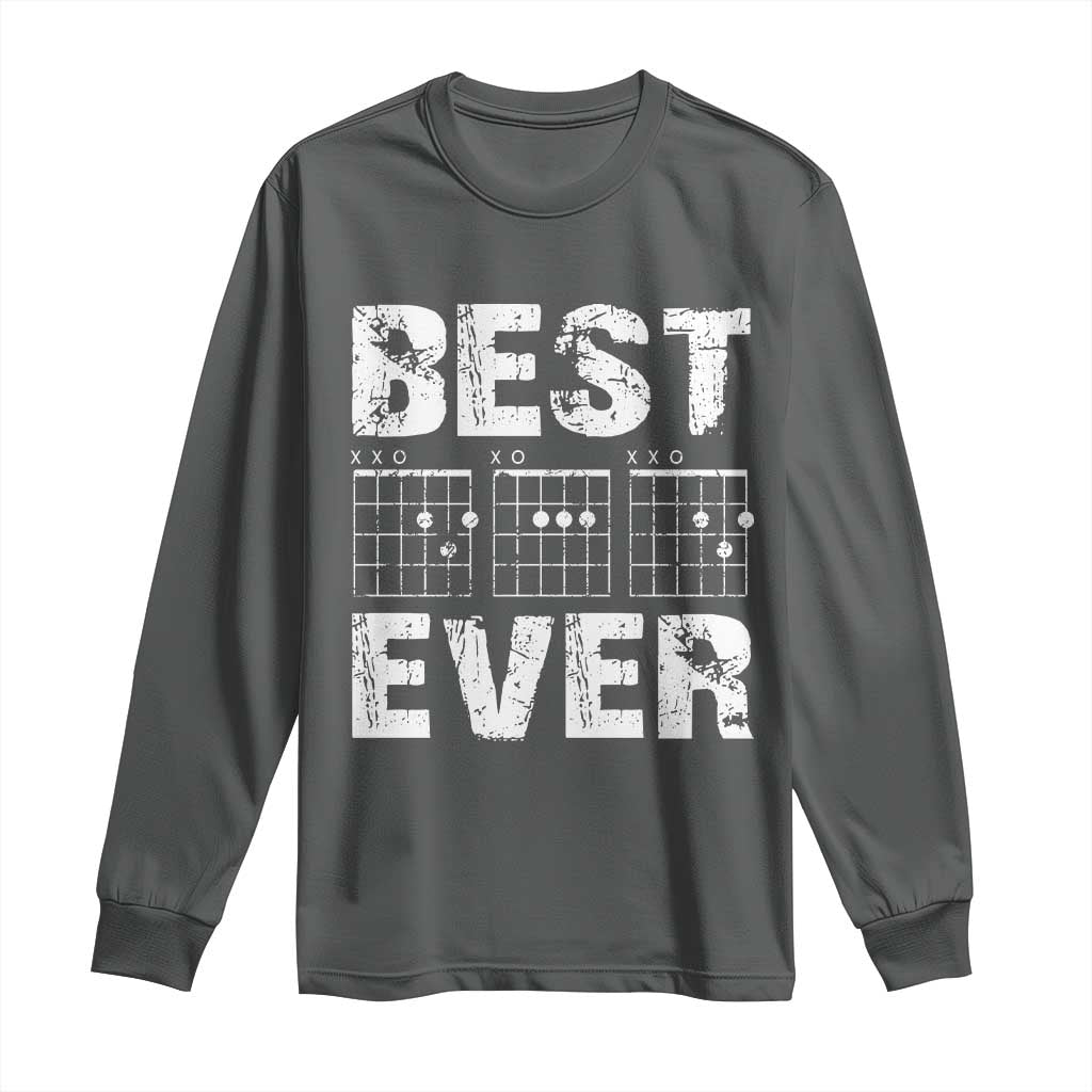 Guitar Father Long Sleeve Shirt Funny Best Dad Ever D A D Chord Gifts Guitarist Papa TS11 Dark Heather Print Your Wear