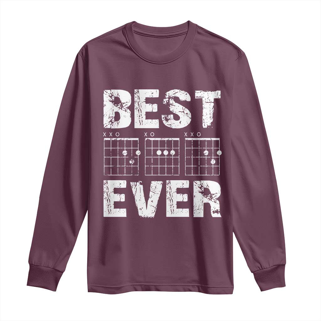 Guitar Father Long Sleeve Shirt Funny Best Dad Ever D A D Chord Gifts Guitarist Papa TS11 Maroon Print Your Wear