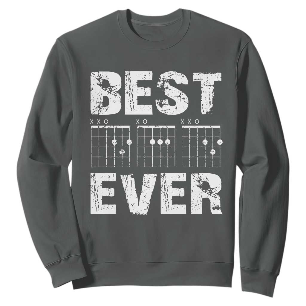Guitar Father Sweatshirt Funny Best Dad Ever D A D Chord Gifts Guitarist Papa TS11 Dark Heather Print Your Wear