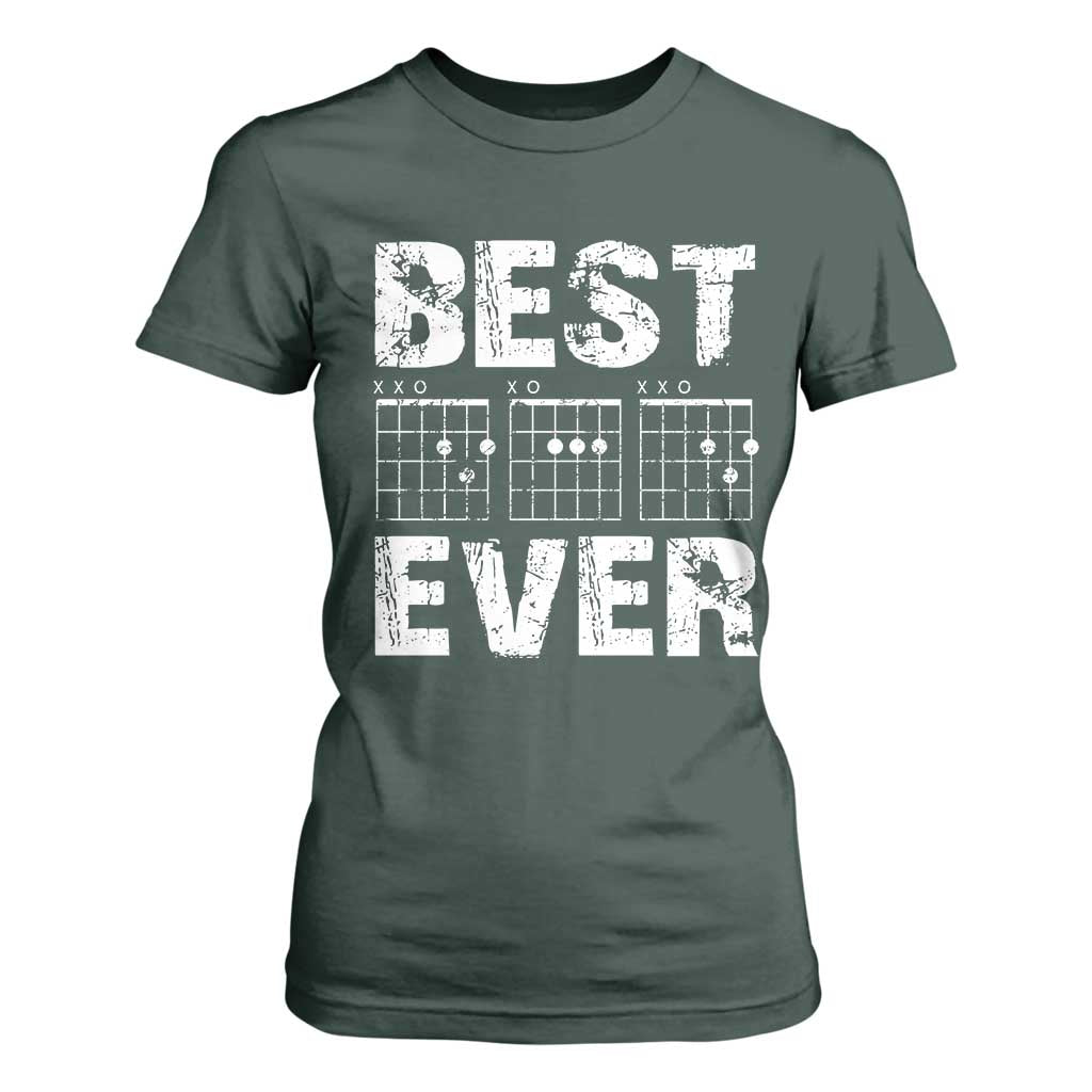 Guitar Father T Shirt For Women Funny Best Dad Ever D A D Chord Gifts Guitarist Papa TS11 Dark Forest Green Print Your Wear