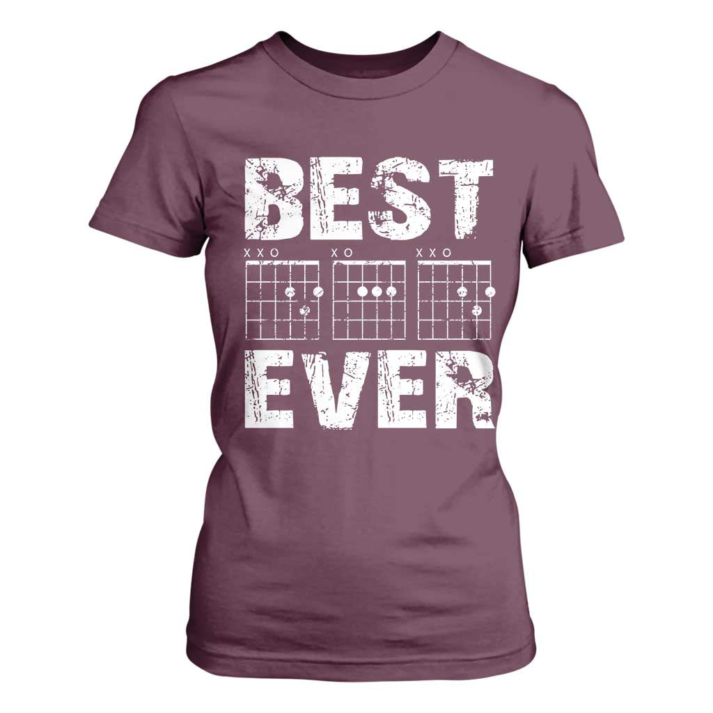 Guitar Father T Shirt For Women Funny Best Dad Ever D A D Chord Gifts Guitarist Papa TS11 Maroon Print Your Wear
