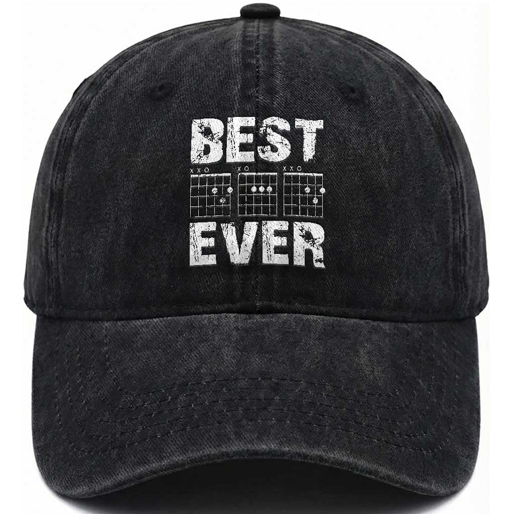 Guitar Father Washed Cotton Baseball Cap Funny Best Dad Ever D A D Chord Gifts Guitarist Papa TS11 Print Your Wear