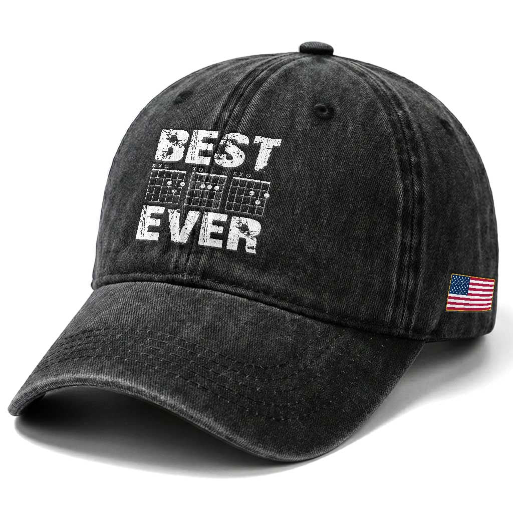 Guitar Father Washed Cotton Baseball Cap Funny Best Dad Ever D A D Chord Gifts Guitarist Papa TS11 Print Your Wear