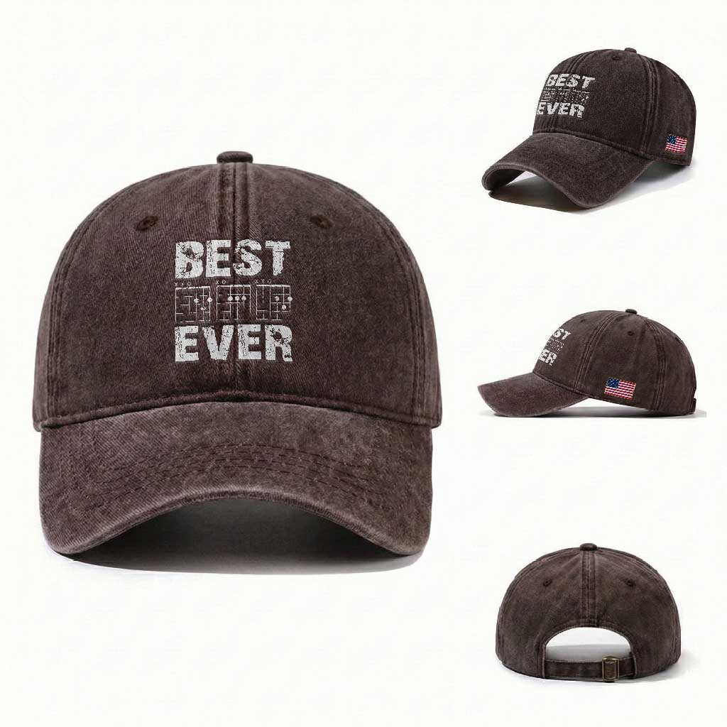 Guitar Father Washed Cotton Baseball Cap Funny Best Dad Ever D A D Chord Gifts Guitarist Papa TS11 Washed Cap Universal Fit Dark Brown Print Your Wear