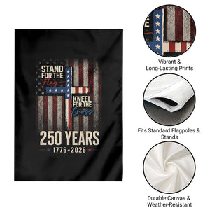 God 250th Anniversary USA Garden Flag Stand For The Flag Kneel For The Cross