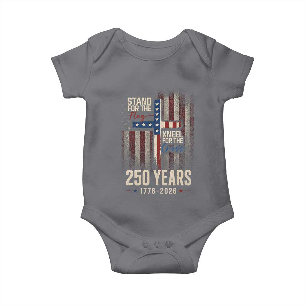 God 250th Anniversary USA Baby Onesie Stand For The Flag Kneel For The Cross TS11 Charcoal Print Your Wear