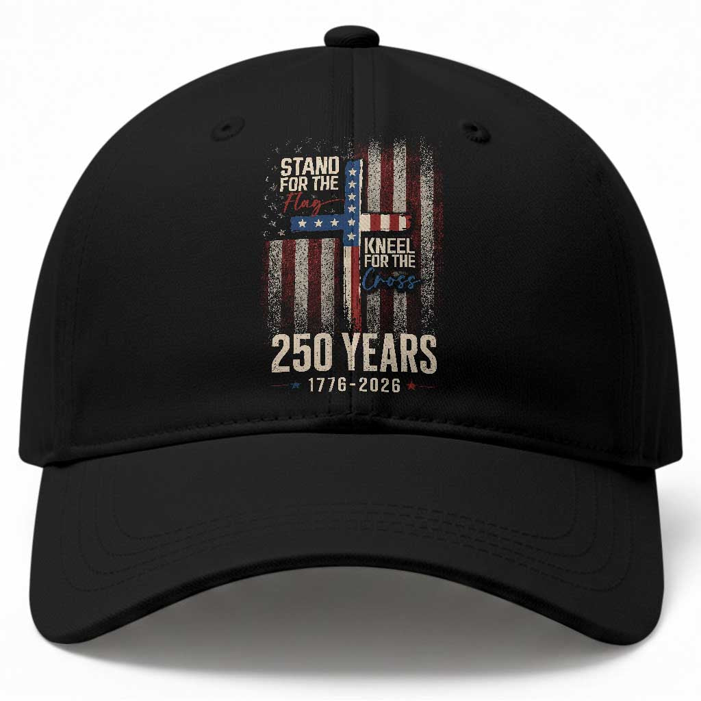 God 250th Anniversary USA Baseball Cap Stand For The Flag Kneel For The Cross