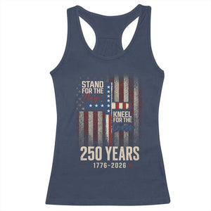 God 250th Anniversary USA Racerback Tank Top Stand For The Flag Kneel For The Cross TS11 Navy Print Your Wear