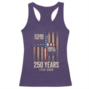 God 250th Anniversary USA Racerback Tank Top Stand For The Flag Kneel For The Cross TS11 Purple Print Your Wear