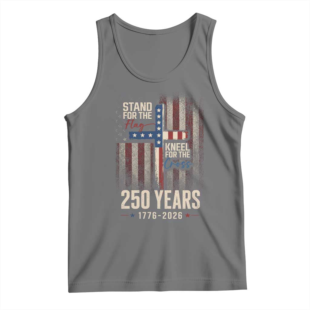 God 250th Anniversary USA Tank Top Stand For The Flag Kneel For The Cross TS11 Black Heather Print Your Wear