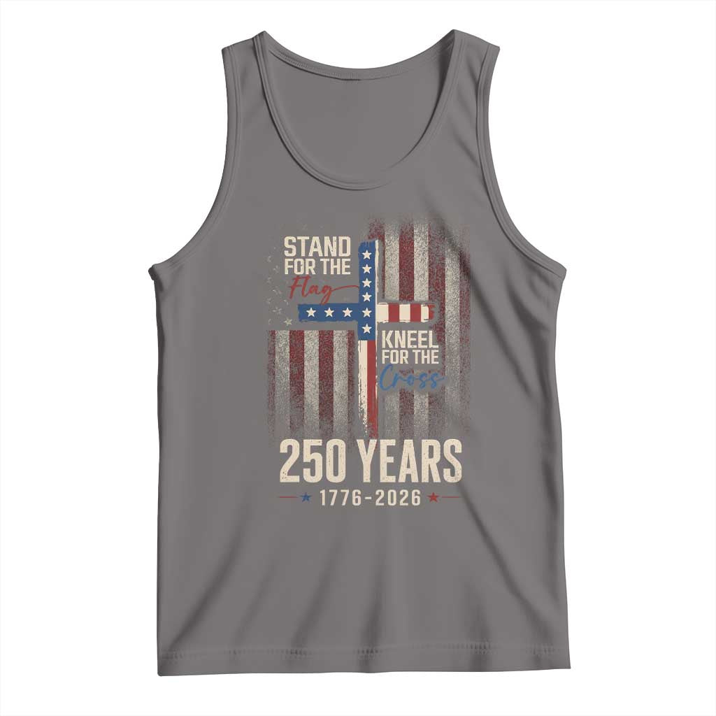 God 250th Anniversary USA Tank Top Stand For The Flag Kneel For The Cross TS11 Deep Heather Print Your Wear
