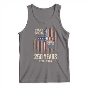 God 250th Anniversary USA Tank Top Stand For The Flag Kneel For The Cross TS11 Deep Heather Print Your Wear