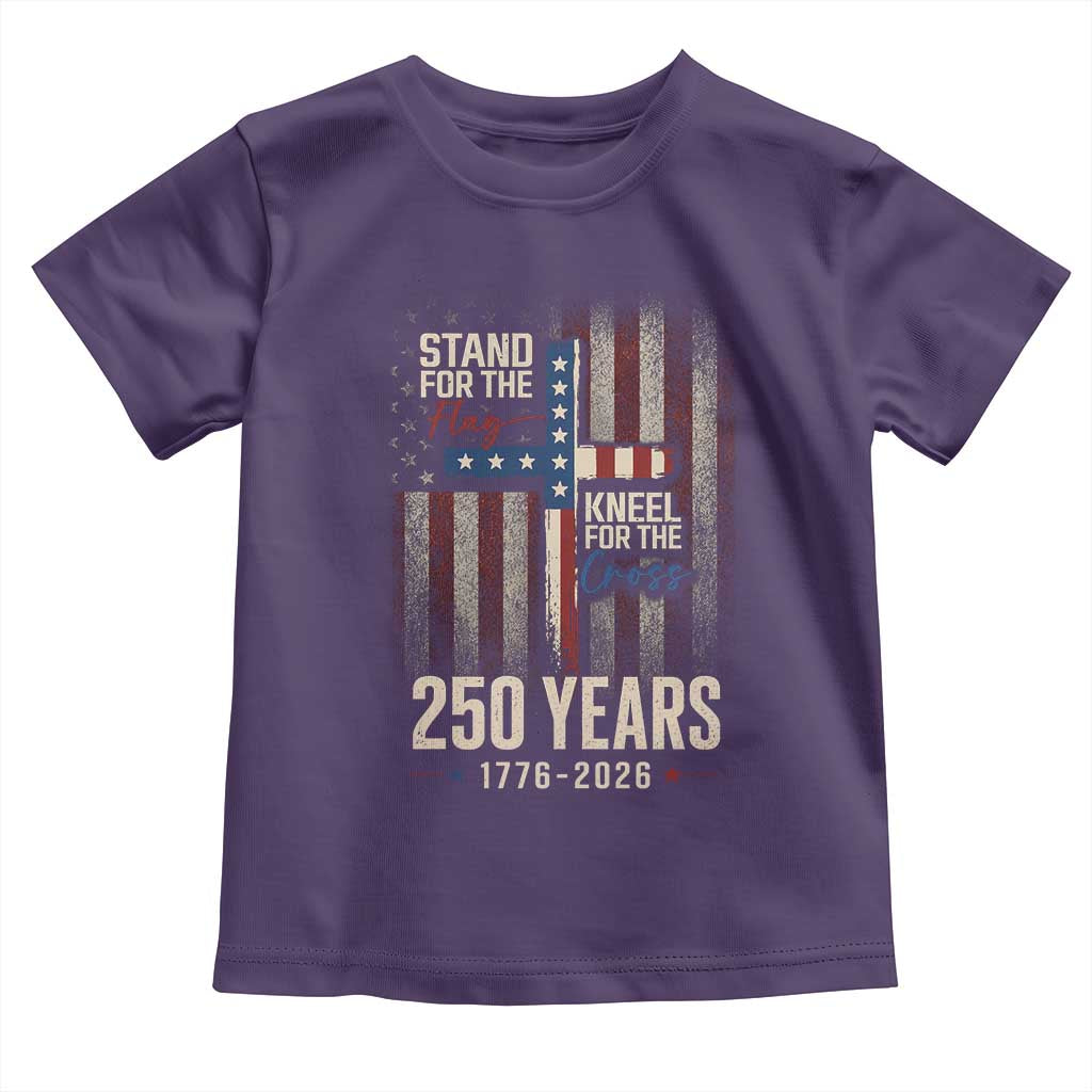 God 250th Anniversary USA Toddler T Shirt Stand For The Flag Kneel For The Cross TS11 Purple Print Your Wear