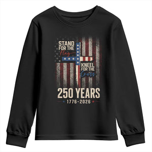 God 250th Anniversary USA Youth Sweatshirt Stand For The Flag Kneel For The Cross