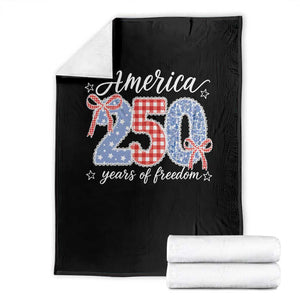 Girly America 250 Years Of Freedom Throw Blanket 4th of July Coquette Bow