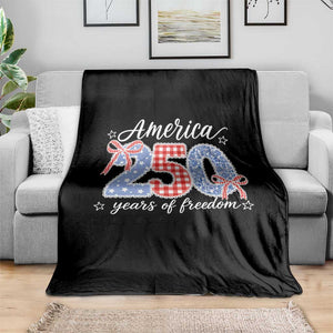 Girly America 250 Years Of Freedom Throw Blanket 4th of July Coquette Bow