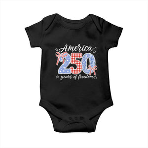 Girly America 250 Years Of Freedom Baby Onesie 4th of July Coquette Bow