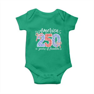 Girly America 250 Years Of Freedom Baby Onesie 4th of July Coquette Bow