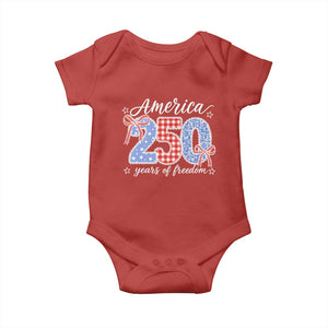 Girly America 250 Years Of Freedom Baby Onesie 4th of July Coquette Bow