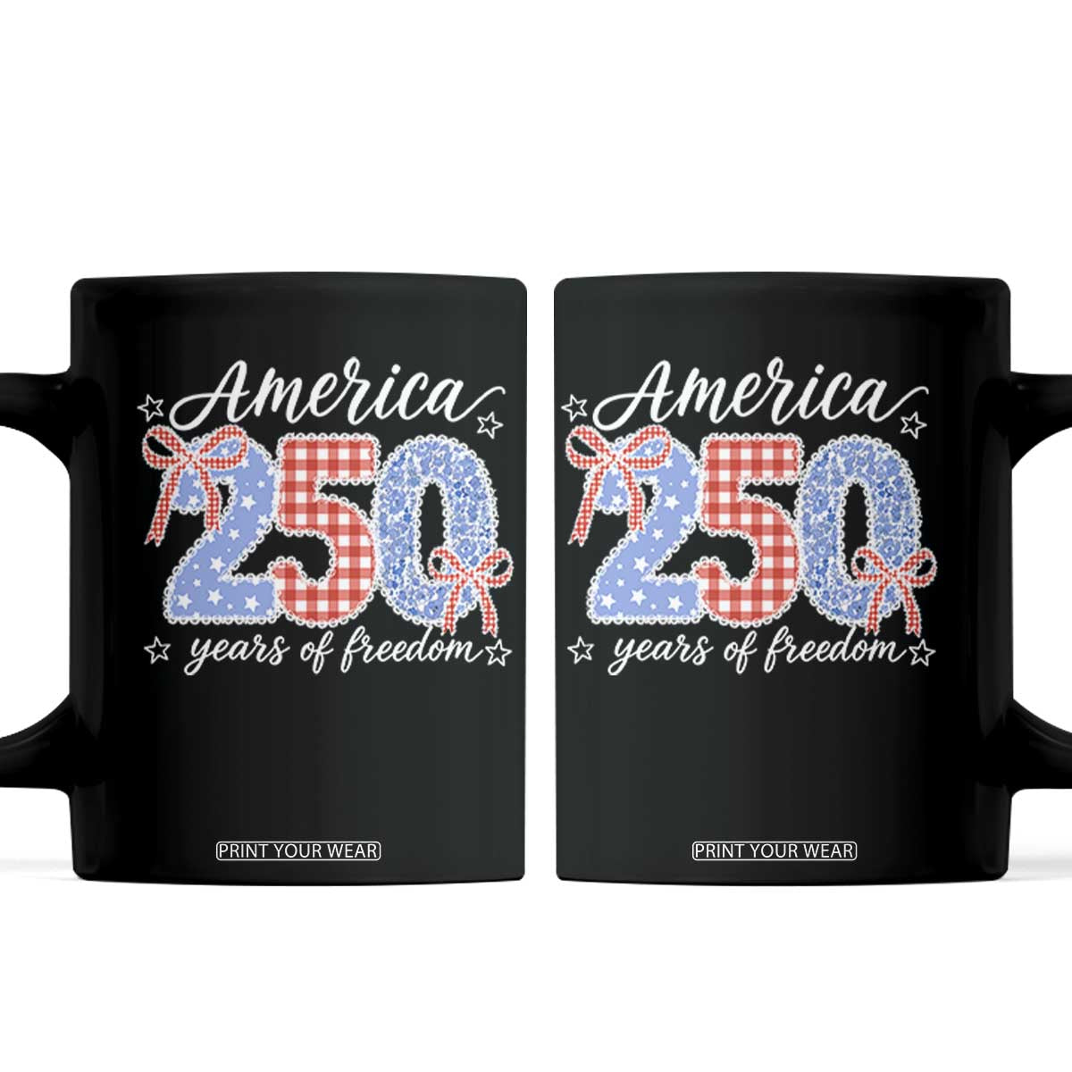 Girly America 250 Years Of Freedom Coffee Mug 4th of July Coquette Bow