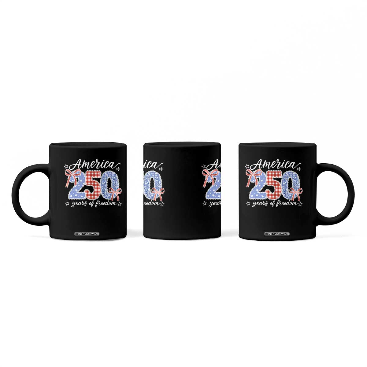 Girly America 250 Years Of Freedom Coffee Mug 4th of July Coquette Bow
