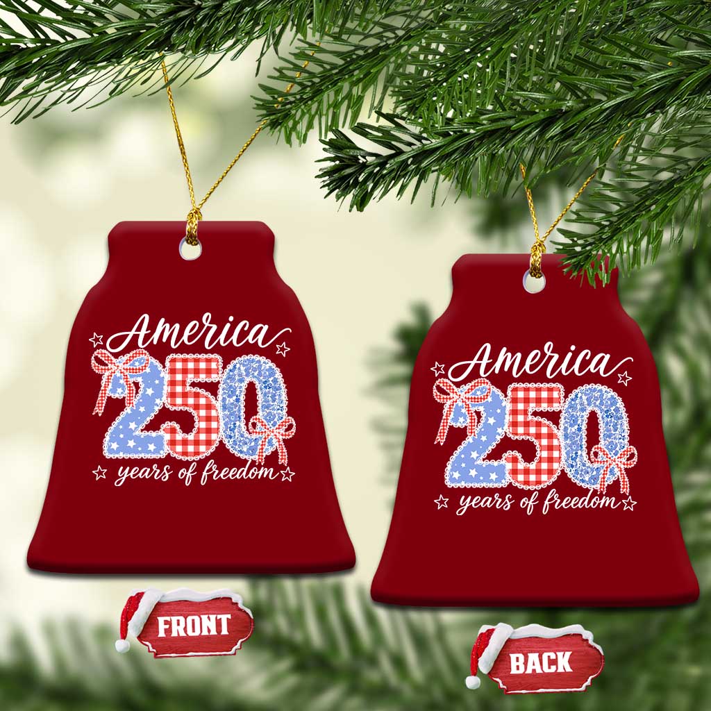 Girly America 250 Years Of Freedom Ceramic Ornament 4th of July Coquette Bow