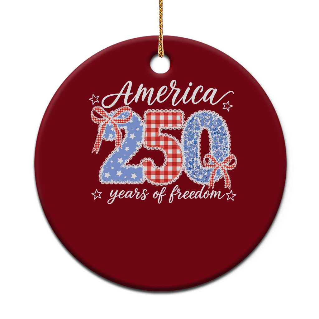 Girly America 250 Years Of Freedom Ceramic Ornament 4th of July Coquette Bow TS11 1pc Red Print Your Wear