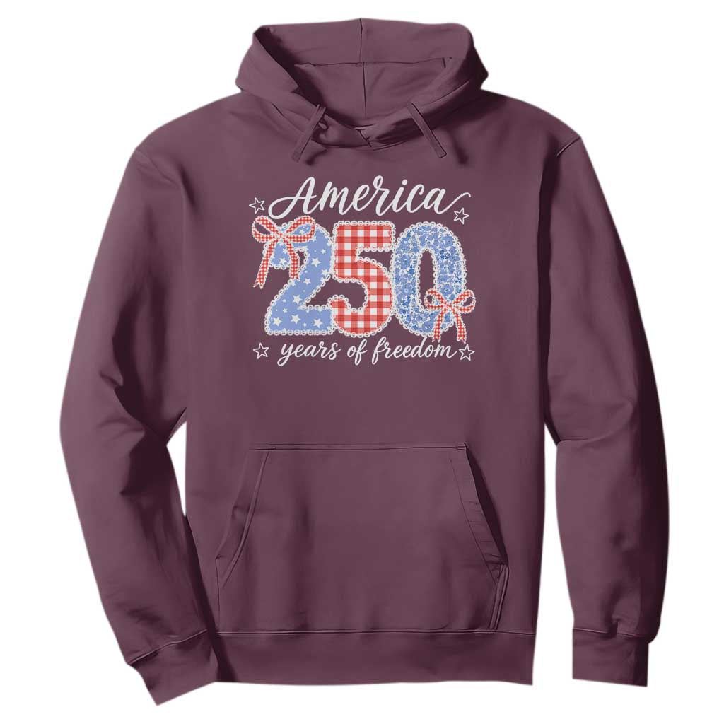 Girly America 250 Years Of Freedom Hoodie 4th of July Coquette Bow