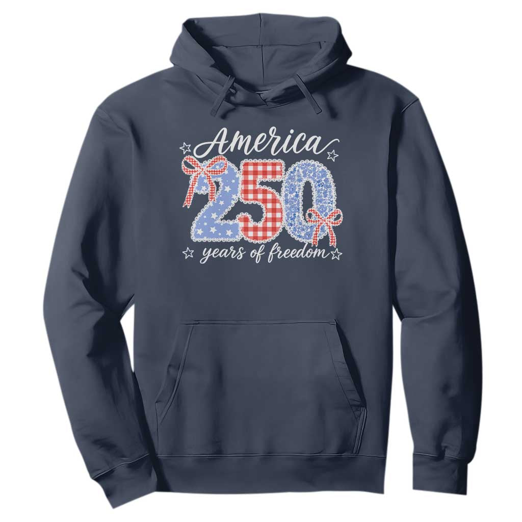 Girly America 250 Years Of Freedom Hoodie 4th of July Coquette Bow