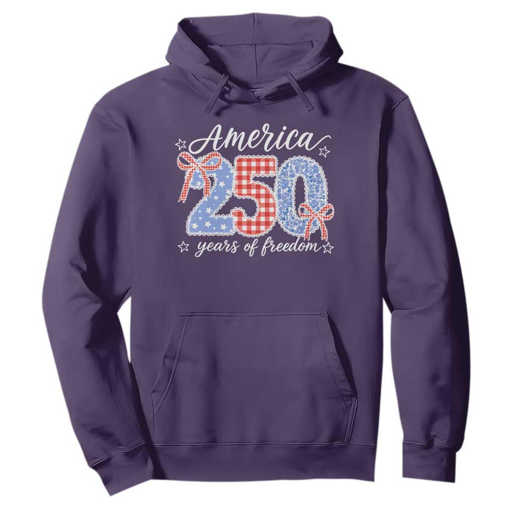 Girly America 250 Years Of Freedom Hoodie 4th of July Coquette Bow