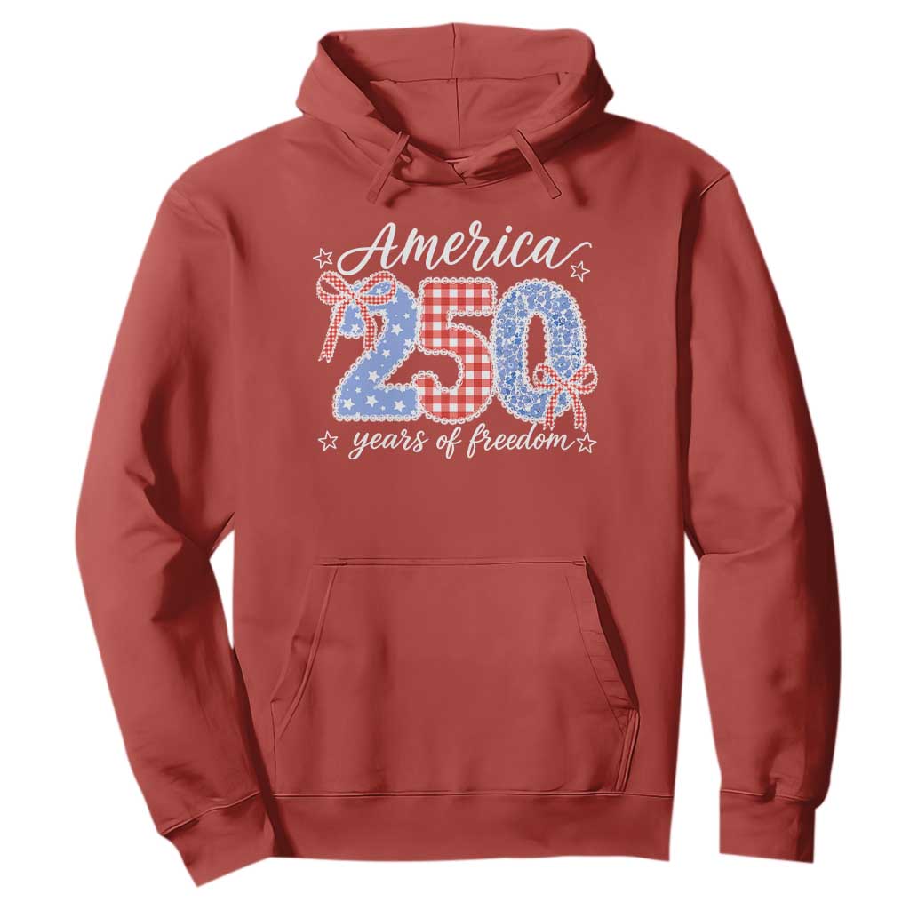 Girly America 250 Years Of Freedom Hoodie 4th of July Coquette Bow