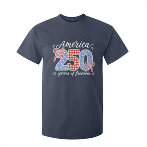 Girly America 250 Years Of Freedom T Shirt For Kid 4th of July Coquette Bow