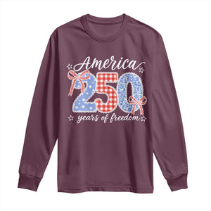 Girly America 250 Years Of Freedom Long Sleeve Shirt 4th of July Coquette Bow