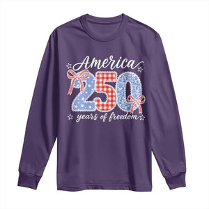 Girly America 250 Years Of Freedom Long Sleeve Shirt 4th of July Coquette Bow