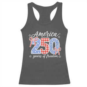 Girly America 250 Years Of Freedom Racerback Tank Top 4th of July Coquette Bow