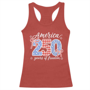 Girly America 250 Years Of Freedom Racerback Tank Top 4th of July Coquette Bow