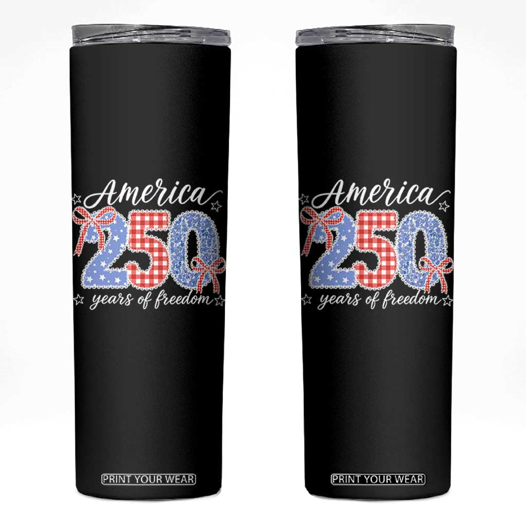 Girly America 250 Years Of Freedom Skinny Tumbler 4th of July Coquette Bow