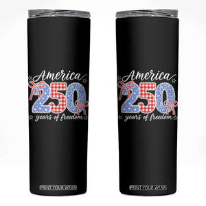 Girly America 250 Years Of Freedom Skinny Tumbler 4th of July Coquette Bow