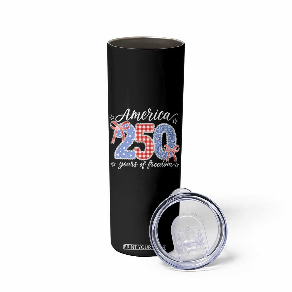 Girly America 250 Years Of Freedom Skinny Tumbler 4th of July Coquette Bow