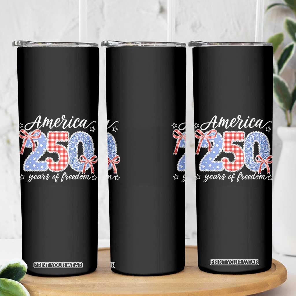 Girly America 250 Years Of Freedom Skinny Tumbler 4th of July Coquette Bow