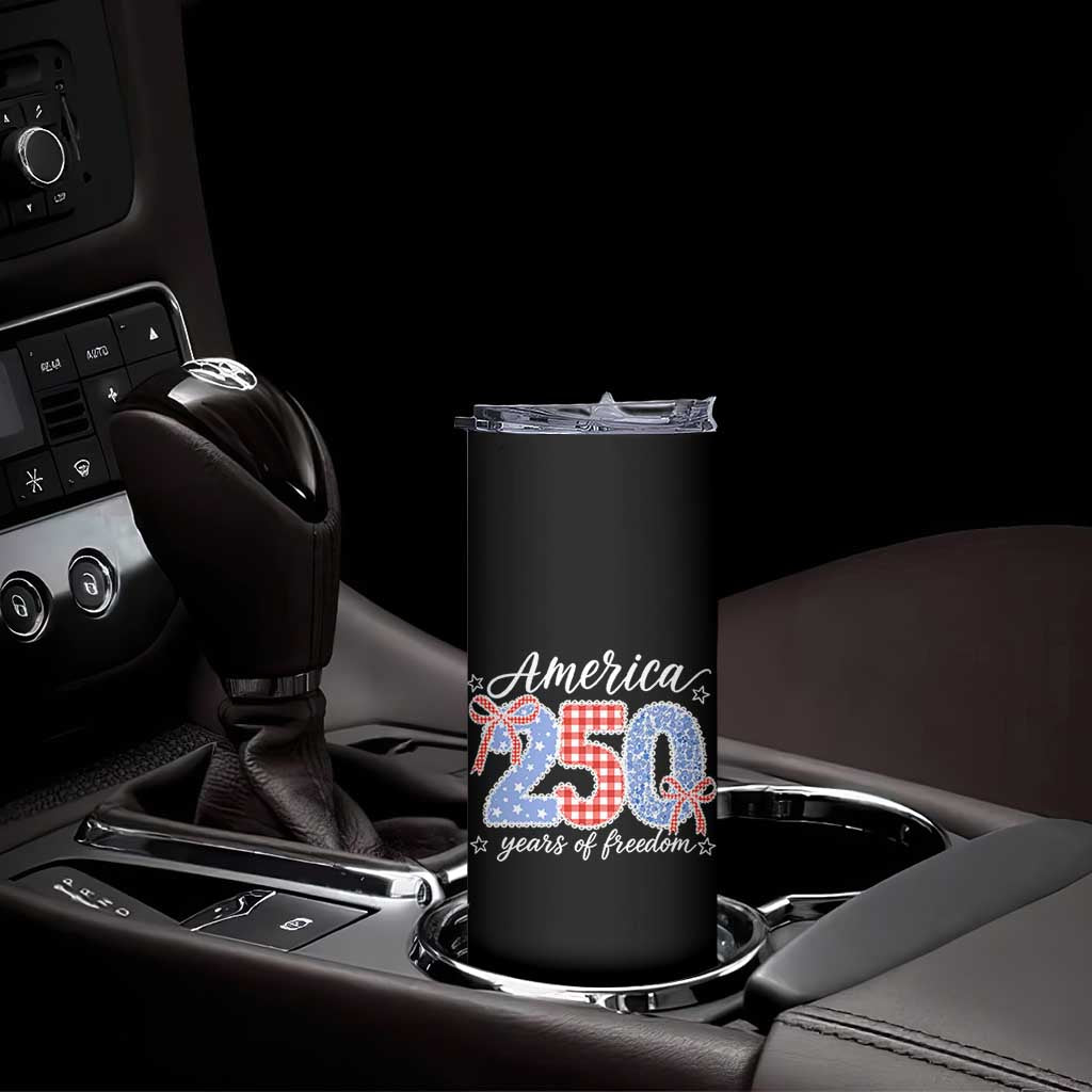Girly America 250 Years Of Freedom Skinny Tumbler 4th of July Coquette Bow