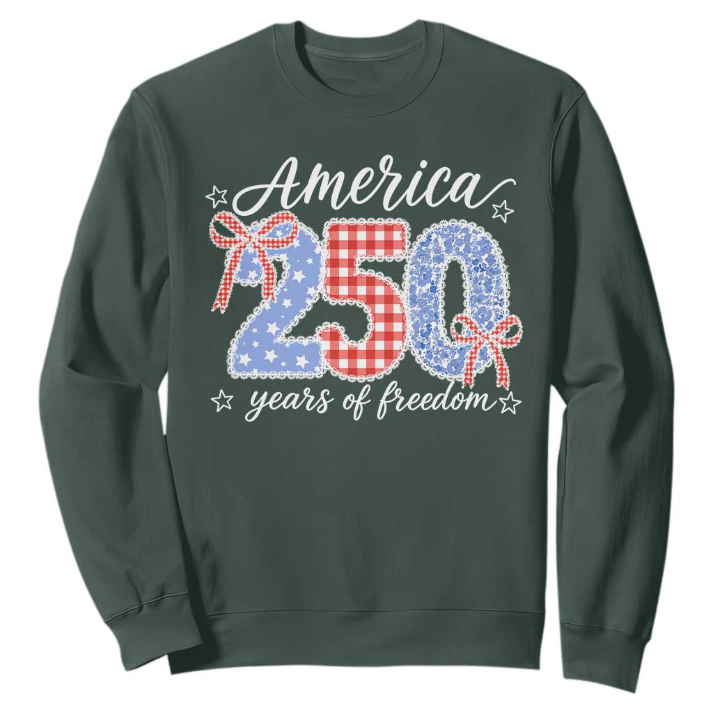Girly America 250 Years Of Freedom Sweatshirt 4th of July Coquette Bow