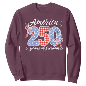 Girly America 250 Years Of Freedom Sweatshirt 4th of July Coquette Bow