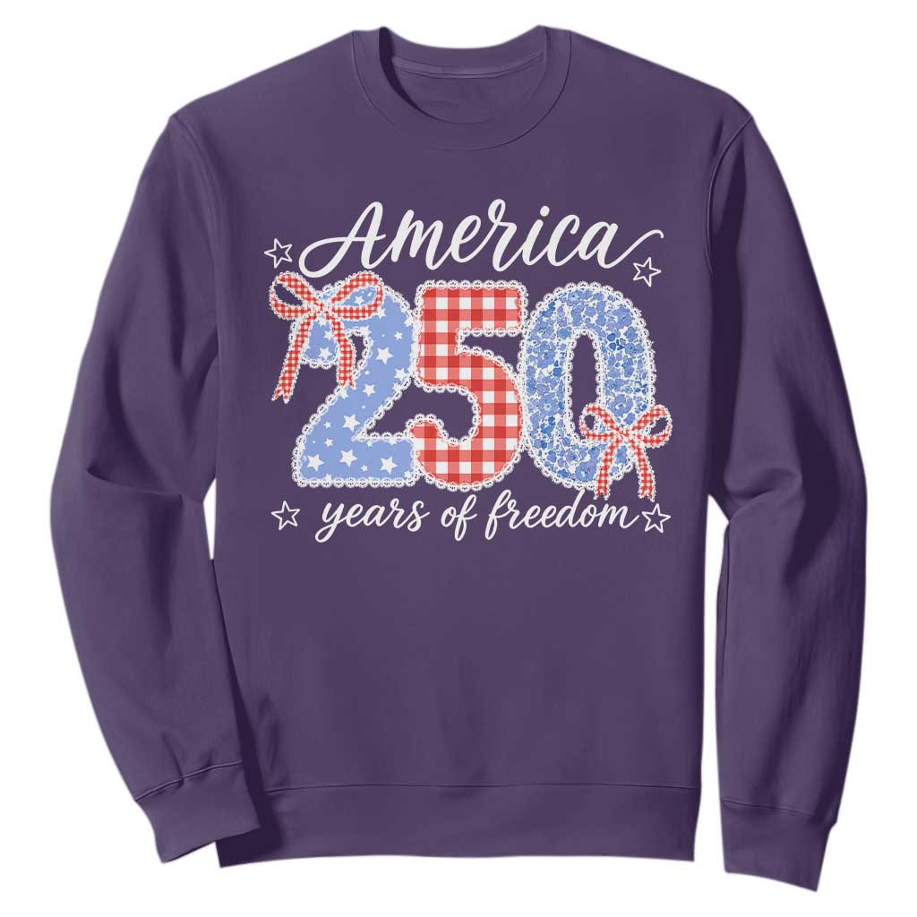 Girly America 250 Years Of Freedom Sweatshirt 4th of July Coquette Bow